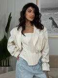 Fongt Temperament Famous Style Short Coat Plus Thoracic Fish Bone Vest Top Two Sets Of Dress