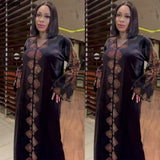 Velvet Long Maxi Dress African Dresses for Women 2021 Winter African Clothes Dashiki Ruffle Sleeve Boubou Robe Africaine