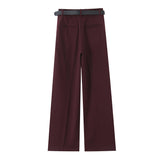 Fongt Women's Clothing 2025 New Women's Winter Belt Double-Folded Pants