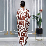 Fongt Printed Pantyhose Kit Rope Tie With Loose Blouse And Casual Broad Leg Pants Two-Piece Set
