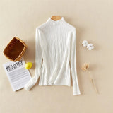 New-Coming Spring Autumn Tops Solid Slim Turtleneck Pullovers Female Thick Soft Knitted High Street Women