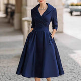 Fongt Elegant Stuff Spring And Autumn Long-Sleeved Belt Dress Explosion