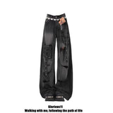 Fongt Multi-Pocket-Hole-Wear Jeans Women's Summer 2025 New High-Waist Design Wide-Legged Pants