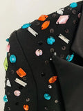 QUALITY Newest 2023 Designer Runway Fashion Suit Set Women's Slim Fitting Strass Diamonds Beaded Blazer Pants