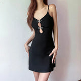 Fongt Summer New Pure Desire Wind Sexy Back V-Collar Hollow Out Bowknot Splicing Dress