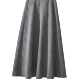 Fongt And Winter 2023 With Sweater High-Waist Jacquard Long Knitted Half-Length Umbrella Skirt Temperament Wool Long Skirt-Outfit