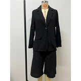 Fongt Spring And Autumn Cotton Mah-Size Casual Long-Sleeved Five-Sleeve Shorts Suit Two Sets