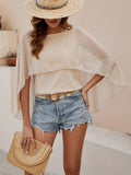 Fongt Shein Women's Shawl Round Collar Loose Personality Chiffon Shirt