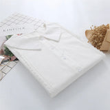Spring New Women Casual Peter Pan Collar Cotton White Shirt Lantern Sleeve Lace Blouse Autumn Solid Sweet Girl Tops