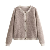Fongt The Autumn Of 2025, The New Women's Button Trim Yarn Knitted Round Collar Women's Coat