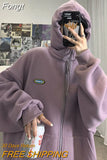women's jacket sweatshirt new thick zipper big pocket sweatshirt solid color coating Korean loose wild hoodie