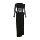 Fongt French Name Faelin Spliced A Word Shoulder Dress Woman Folded Air Dress