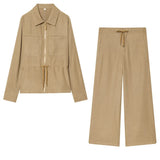 Fongt Women's 2025 New Fashion Casual Casual Pocket Pants Jacket Set