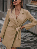Fongt Autumn And Winter New Tice With Belt Top Loose Candy Color Long Blazer