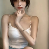 Fit Sleeveless Tank Top Summer Women's Camisole Lightweight Crop Top Spagetti Strap Solid Color Casual Base Shirt-Outfit