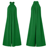ZANZEA Fashion Women Jumpsuits Summer Pleated Wide Leg Overalls Casual Solid Sleeveless Loose Button Up Oversized