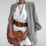 Autumn Women Solid Lapel Blazer Jacket Casual Long Sleeve Office Lady Work Suit Coat Elegant Femme Outerwear Cardigan