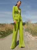 QUALITY Newest Fashion 2023 Designer Runway Suit Set Women's Belted Blazer Jacket Wide Leg Pleated Pants Set Two