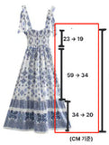 Fongt Women's New Blue Print Sling Dress 1157