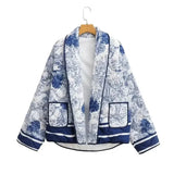 Fongt Women's Clothing Explosion Hit 6-Color Printed Cotton Jacket Fashionable