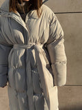 Fongt Leisure Collection Waist Thin Long Bread Cotton Clothes Women Thick Warm Cotton Coat Brown
