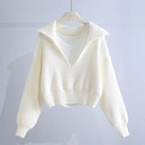 Fongt Fashion Sweater Set Women's New Deep V-Neck Collar Sweater Sling Vest Two-Piece Set In Autumn/Winter 2025