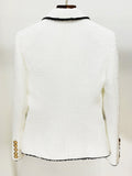 STREET Newest Fashion 2023 Designer Jacket Women's Slim Fitting Lion Buttons Contrast Color Fringed Tweed
