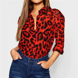 Blouses Shirts Sexy V-neck Long Sleeve Chiffon Blouse Leopard Print Shirt Casual Tops Work Wear Blusas Mujer De Moda