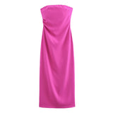 Fongt Folded Dress Design Autumn New Women's Breasts Collared Solid Color Dress