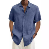 Fongt Explosion Summer V-Neck Button Cotton Cotton Pure Cotton Shirt Shirt Man Shirt