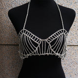 Full Rhinestone Bras Body Jewelry Chain Women Hollow Out Backless Sparkly Camisole Fashion Nightclub Bikini Crop
