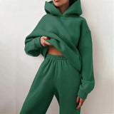 Tracksuits Women Casual Solid Warm Suits Hoodies Sweatpants Autumn Winter Pullover Sweatshirts Pants 2 Piece