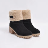 New Women Boots Winter Outdoor Keep Warm Fur Boots Waterproof Women's Snow Boots Thick Heel With Round Head Short
