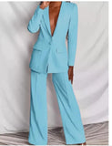 Women's Formal Office 2PCS Sets Solid Blazer Suits and Pants Sets Slim Fit Women's Pants Suits Sets Temperament