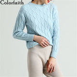 New 2021 Autumn Winter Women's Sweaters Pullovers Warm Minimalist Korean Elegant Pink Solid Ladies Jumpers