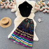 Fongt Elegant Style Suit Women's Summer High-End Design Sense Niche Sleeveless Shirt Top + Two-Piece Dress