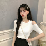 Summer New Korean Version Of The Slimmed Inside The Bottom T-Shirt Sexy Hollow Individual Knitted