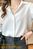 Woman Blouses 2023 Chiffon Long Sleeve Shirt Tops Woman White Blouse Shirts Striped Top Pretty and Cheap Women's