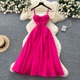 Fongt Elegant Dress Women's Summer Dress French Light Luxury Lace Lace To Receive Waist Temperament Sling Dress
