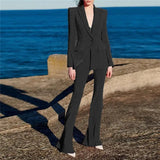 QUALITY Newest 2023 Runway Designer Suit Set Women's Career Fashion Single Button Blazer Flare Pants