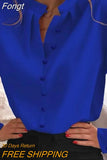 Stand Neck Button Blouse Shirts Women New Fashion Long Sleeve Pullover Tops Ladies Autumn Casual Loose Blusa