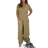Fongt New Women's Open Fork Long Top Trop Set