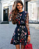 Fongt Lace Sexy Mesh Embroidery Dress Bohemia Women's Floral