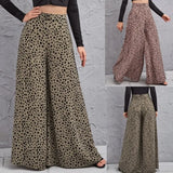 Fongt Version Of 2025 New Spring And Summer Loose High-Waisted Leopard Pattern Broad Leg Trousers