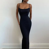 Fongt Women's 2024 Summer New Sexy Sling Waist Show Thin Bag Hip Dress Women's Casual Beach-Outfit
