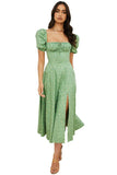 Fongt New Summer Fashion Bubble Sleeves With Open Fork Dress Dress Woman Summer