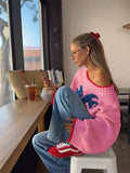 Fongt Fashion Vintage Collidered Tramming Trams Design Knitted Loose Casual Sweater In Autumn/Winter 2025