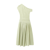 Fongt New High-Rise Slim Slim Solid Color Asymmetric Long Dress