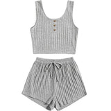 Fongt And Summer Women's Hot Style Slim Vest Shorts Set Casual Home Clothes Two Sets-Outfit