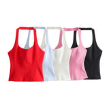 Fongt Summer New Slimming Women's Short-Skinned Waistcoat Women's Back-To-Back Top